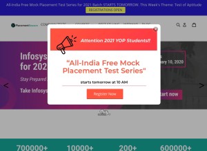 How placementseason.com looks like on a tablet such as an iPad.