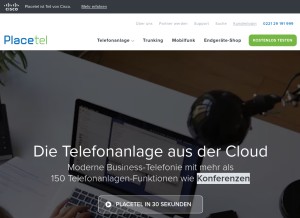 How placetel.de looks like on a tablet such as an iPad.