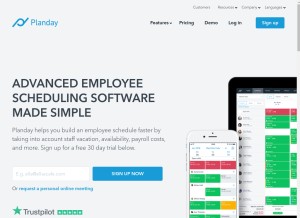 How planday.com looks like on a tablet such as an iPad.