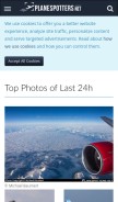 How planespotters.net looks like on a mobile device such as an iPhone.