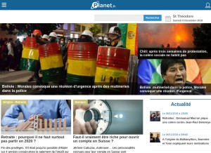 How planet.fr looks like on a tablet such as an iPad.