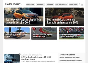 How planeterenault.com looks like on a tablet such as an iPad.