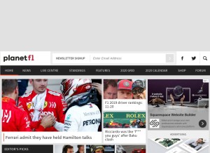 How planetf1.com looks like on a tablet such as an iPad.