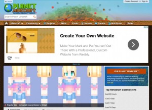 How planetminecraft.com looks like on a tablet such as an iPad.