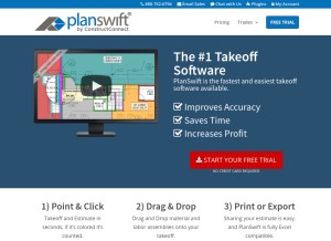 How planswift.com looks like on a tablet such as an iPad.