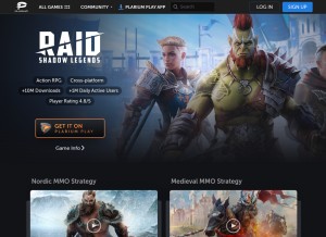 How plarium.com looks like on a tablet such as an iPad.