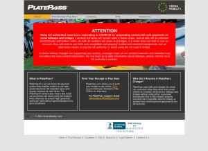 How platepass.com looks like on a tablet such as an iPad.