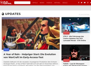How playcentral.de looks like on a tablet such as an iPad.