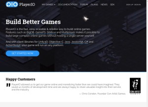 How playerio.com looks like on a tablet such as an iPad.