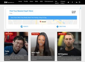 How playerswiki.com looks like on a tablet such as an iPad.