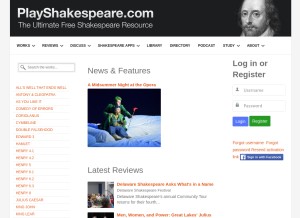 How playshakespeare.com looks like on a tablet such as an iPad.