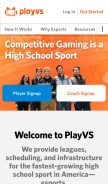 How playvs.com looks like on a mobile device such as an iPhone.