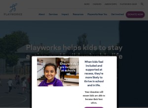 How playworks.org looks like on a tablet such as an iPad.