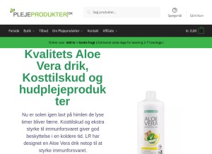 How plejeprodukter.dk looks like on a tablet such as an iPad.
