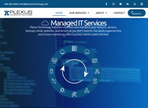 How plexustechnology.com looks like on a tablet such as an iPad.