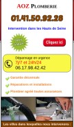 How plombier-92.fr looks like on a mobile device such as an iPhone.