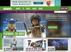 How pluggedin.com looks like on a tablet such as an iPad.
