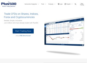 How plus500.com looks like on a tablet such as an iPad.
