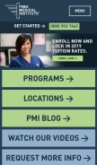 How pmi.edu looks like on a mobile device such as an iPhone.