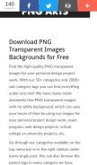 How pngarts.com looks like on a mobile device such as an iPhone.