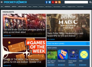 How pocketgamer.com looks like on a tablet such as an iPad.