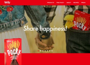 How pocky.com looks like on a tablet such as an iPad.