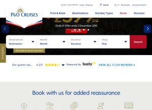 How pocruises.com looks like on a tablet such as an iPad.
