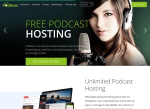 How podbean.com looks like on a tablet such as an iPad.