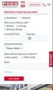 How pods.com looks like on a mobile device such as an iPhone.