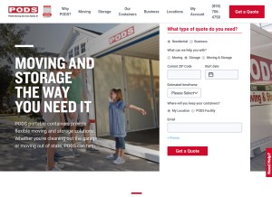 How pods.com looks like on a tablet such as an iPad.