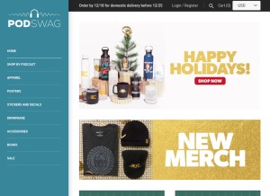 How podswag.com looks like on a tablet such as an iPad.