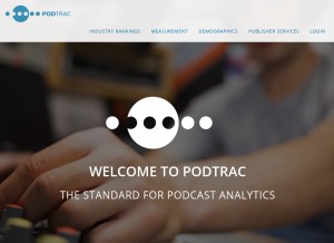 How podtrac.com looks like on a tablet such as an iPad.