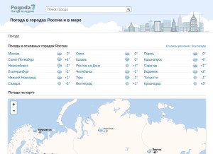 How pogoda7.ru looks like on a tablet such as an iPad.