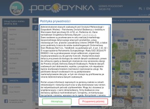 How pogodynka.pl looks like on a tablet such as an iPad.