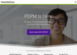 How pointclickcare.com looks like on a tablet such as an iPad.