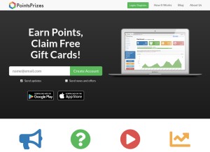 How pointsprizes.com looks like on a tablet such as an iPad.