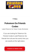 How pokemongofriendscodes.com looks like on a mobile device such as an iPhone.