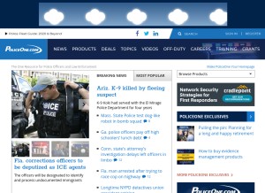 How policeone.com looks like on a tablet such as an iPad.