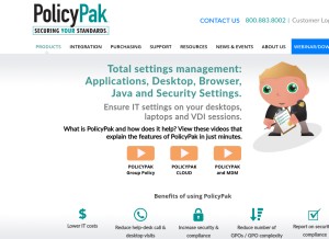 How policypak.com looks like on a tablet such as an iPad.