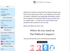How politicalcompass.org looks like on a tablet such as an iPad.