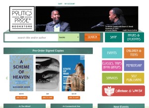 How politics-prose.com looks like on a tablet such as an iPad.