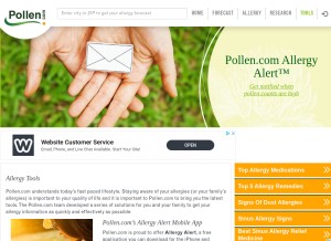 How pollenapps.com looks like on a tablet such as an iPad.