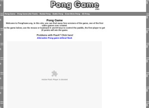 How ponggame.org looks like on a tablet such as an iPad.