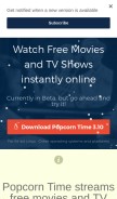 How popcorntime.sh looks like on a mobile device such as an iPhone.