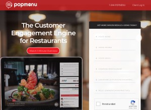 How popmenu.com looks like on a tablet such as an iPad.