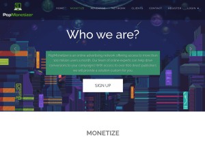 How popmonetizer.net looks like on a tablet such as an iPad.