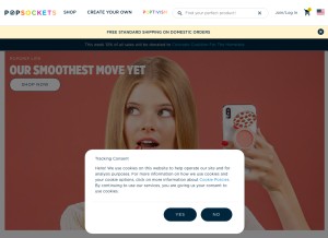 How popsockets.com looks like on a tablet such as an iPad.