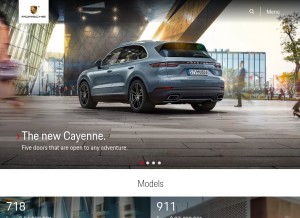 How porsche.us looks like on a tablet such as an iPad.