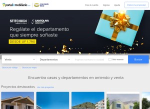 How portalinmobiliario.com looks like on a tablet such as an iPad.