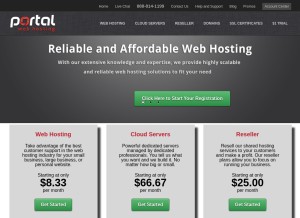 How portalwebhosting.com looks like on a tablet such as an iPad.